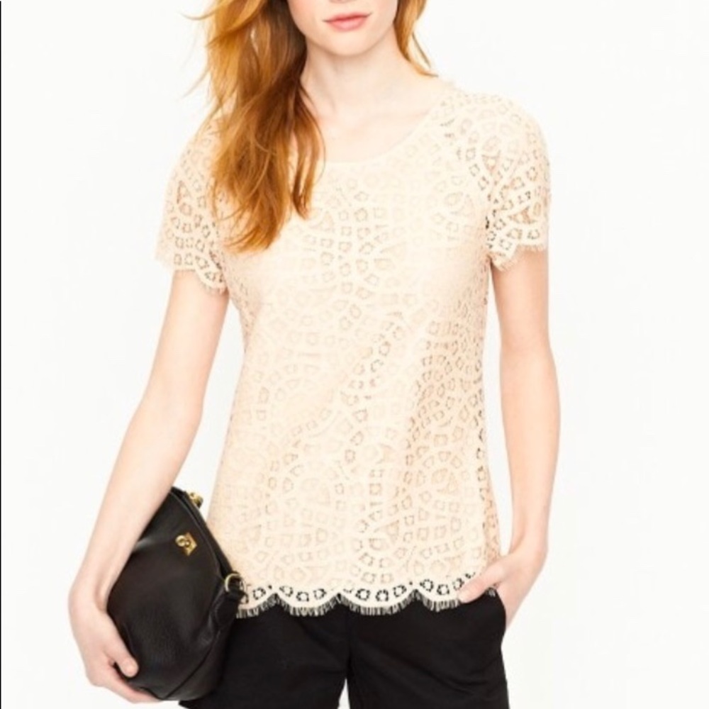 J crew raindrop lace top 8 pale peach